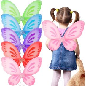 او جي او دي اجنحة جنية على شكل فراشة للبنات من 5 قطع، اجنحة زي فراشة للاطفال، اجنحة الاميرة الجنية لحفلات اعياد الميلاد in Kuwait