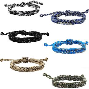 FROG SAC 6 Paracord Friendship Bracelets for Boys, Parachute Cord Braided Bracelet Set, Woven Braid String Jewelry, Easter Basket Fillers for Teens, Teenage Stocking Stuffers, Camping Party Favors