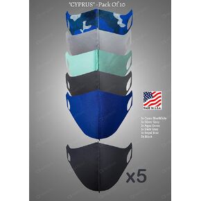 Natech Reusable 10-Pack Fashion Protective Water-Resistant, Wind-Proof Breathable, Machine Washable Fabric with Nano Technology Made in USA, Cyprus, 10 Count in Saudi Arabia