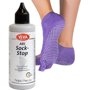 Viva Decor ABS Sock Stop (2.77 Fl oz, Transparent) - Fabric Paint for Non-Slip Socks, Bath Mats & More - Latex-Free, Water-Based, Washable - Secure Traction for All Surfaces