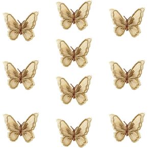 10 قطع من Jhesicx من الدانتيل على شكل فراشة، طبقات مزدوجة ثلاثية الأبعاد من الأورجانزا، تطريز على شكل فراشة من نسيج الدانتيل، DIY للحفلات، الزفاف، الزفاف، النساء، تزيين الفستان (فراشة وردية) in Kuwait