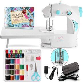 Mini Sewing Machine for Beginners, 48-Piece Portable Sewing Machine, Dual Speed Small Sewing Machine, Adults and Kids Sewing Machine, Travel Beginner Sewing Machines with Sewing Kit and Book, Blue