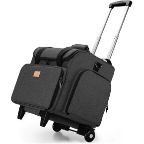 LUXJA Serger Case with Detachable Dolly, Serger Bag with Removable Padding Pad (Fit for Most Standard Serger Machines), Gray