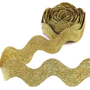 ريك رف أحمر موجة الانحناء هامش تقليم 1.6 بوصة واسعة ريك راك جامبو معدني شريطة من الدانتيل تقليم للخياطة الحرف ديكور الحفلات 4 ياردة in Kuwait