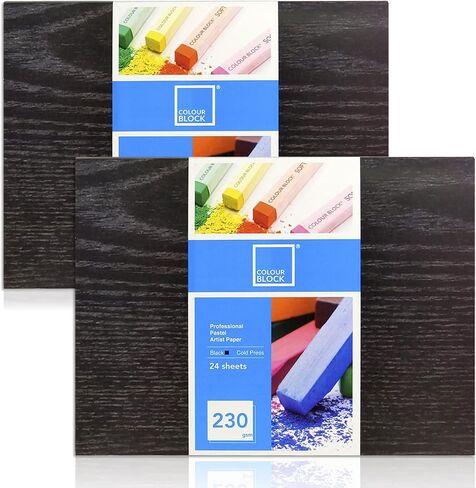 وسادة ورقية كولور بلوك جلو باوند ناعمة بلون الباستيل مضغوطة على البارد من ورق الباستيل الأسود، 30.48 سم × 40.64 سم، 230 جرام لكل متر مربع، 24 ورقة، 2 عبوة in Kuwait