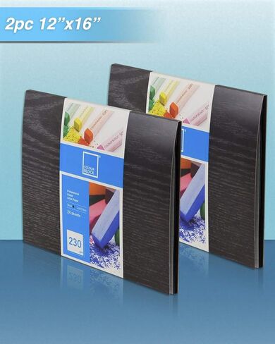 وسادة ورقية كولور بلوك جلو باوند ناعمة بلون الباستيل مضغوطة على البارد من ورق الباستيل الأسود، 30.48 سم × 40.64 سم، 230 جرام لكل متر مربع، 24 ورقة، 2 عبوة in Kuwait