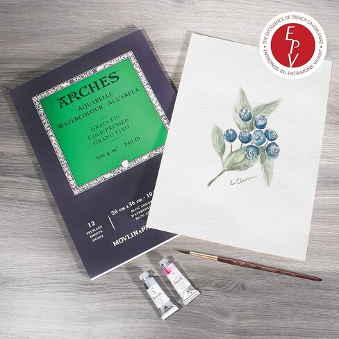 Arches Watercolor Pad 9x12-inch Natural White 100% Cotton Paper - 12 Sheet Arches Watercolor Paper 140 lb Cold Press Pad - Arches Art Paper for Watercolor Gouache Ink Acrylic and More in Saudi Arabia