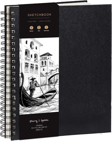 Artist’s Sketchbook Hardcover – 200GSM Very Thick Paper – Large, Spiral Sketch Book for Drawing and Mixed Media – Sketch Pad, Art Book - 8.25 x 11.4, 40 Sheets / 80 Pages in Saudi Arabia