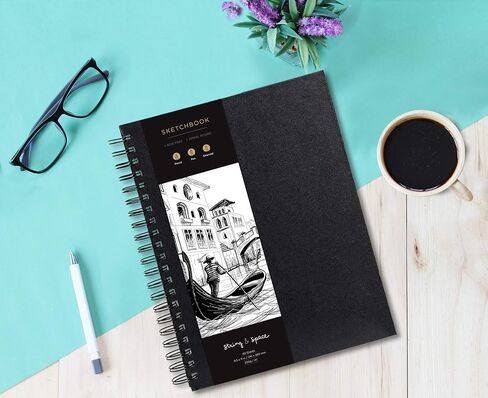 Artist’s Sketchbook Hardcover – 200GSM Very Thick Paper – Large, Spiral Sketch Book for Drawing and Mixed Media – Sketch Pad, Art Book - 8.25 x 11.4, 40 Sheets / 80 Pages in Saudi Arabia