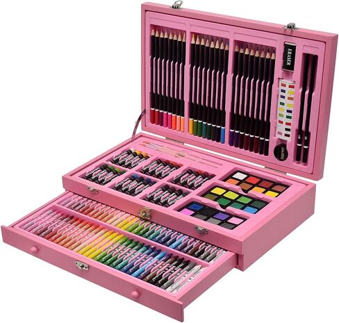Sunnyglade 145 Piece Deluxe Art Set Wooden Art Box & Drawing Kit Cherry in Kuwait