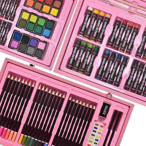 Sunnyglade 145 Piece Deluxe Art Set Wooden Art Box & Drawing Kit Cherry in Kuwait