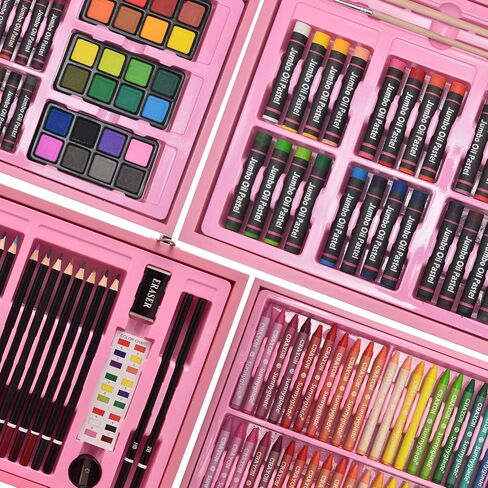 Sunnyglade 145 Piece Deluxe Art Set Wooden Art Box & Drawing Kit Cherry in Kuwait