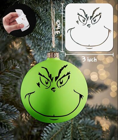 24PCS Small Grinchs Christmas Stencils for Painting,3x3Inch Reusable Christmas Stencils for Making Christmas Ornaments/Wood Slice/Holiday Cards in Kuwait
