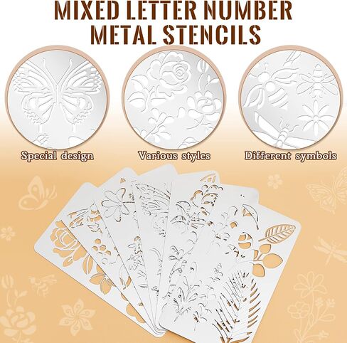 Lewtemi 6 Pcs Metal Wood Burning Stencils, Christmas Style Letters Numbers in Kuwait