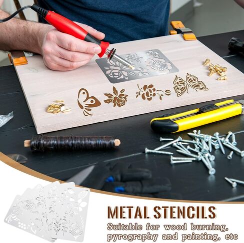 Lewtemi 6 Pcs Metal Wood Burning Stencils, Christmas Style Letters Numbers in Kuwait