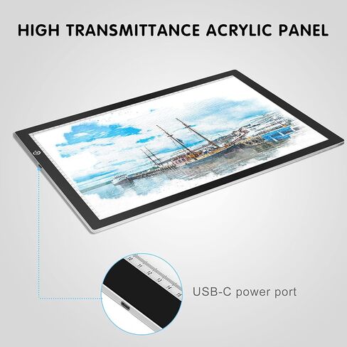 A4 Silver LED Trace Light Pad NXENTC Light Table USB Power LED Tracing Light Board for Artists,Drawing, Sketching, Animation in Kuwait