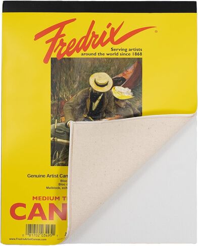 لوحة قماش Fredrix 3495، مقاس 8 × 10 بوصة، جاهزة للطلاء، متينة، يمكن تركيبها عند الجفاف، 10 أوراق لكل وسادة، أبيض in Kuwait