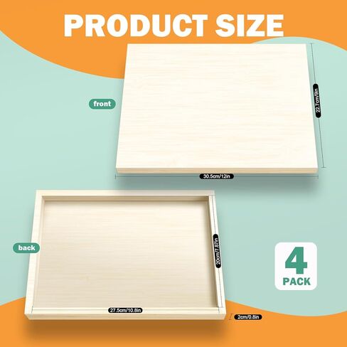 4 قطع الواح خشبية، 9 انش × 12 انش، الواح قماش من خشب الصنوبر، لوحات قماشية للطلاء، الواح خشبية للحرف اليدوية، للصب والفنون والحرف اليدوية والرسم وغيرها in Kuwait