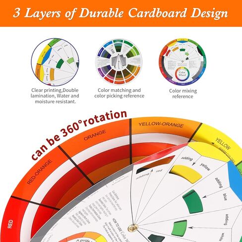 عجلة خلط الألوان مكونة من قطعتين للفنان، عجلة ألوان مطابقة للألوان لطلاء الأظافر ودليل التعلم للمكتب المدرسي وأداة تعليمية للفصل الفني in Kuwait
