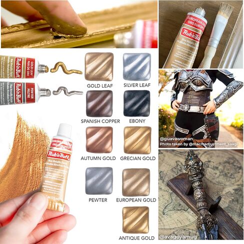 شمع Rub n Buff من خشب الأبنوس المعدني، لمسة نهائية من الفرك والبرتقالي، 0.5 أونصة سائلة، أدوات مزج وتطبيق لتطبيق طلاء الشمع المعدني in Kuwait