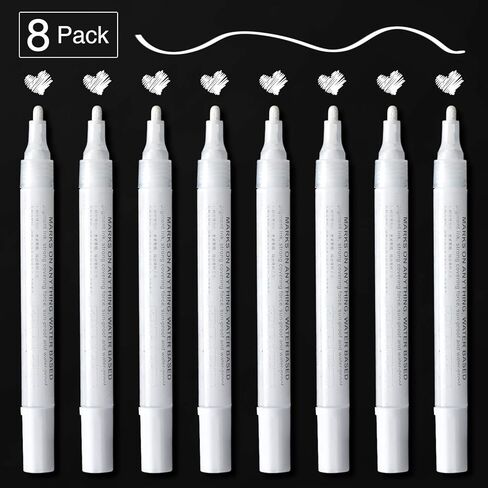 AKARUED Black Acrylic Paint Markers: 8 Pack Black Paint pen, Acrylic Black Paint Marker for Rock Painting, Stone, Wood, Glass, Metallic, Ceramic, Graffiti, Paper, Drawing, Water-Based Paint pens Sets in Kuwait