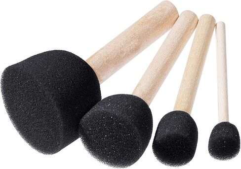 WAFJAMF 40 Pcs Round Sponges Brush Set 4 Sizes DIY Painting Tools Yellow in Kuwait