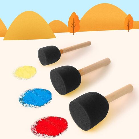 WAFJAMF 40 Pcs Round Sponges Brush Set 4 Sizes DIY Painting Tools Yellow in Kuwait
