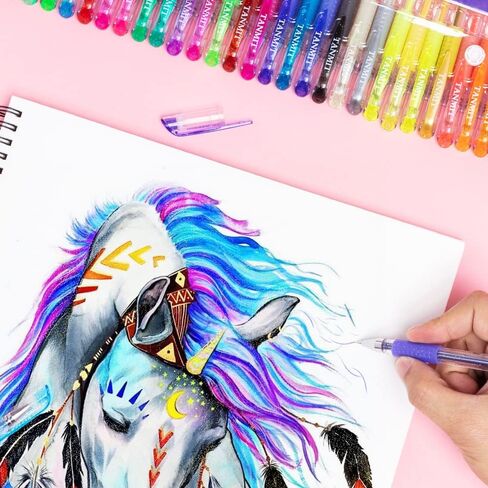 أقلام جل لامعة من تانميت، مجموعة أقلام جل لامعة مكونة من 33 لونًا، أقلام تلوين جل مع حبر أكثر بنسبة 40% لكتب التلوين للبالغين، والرسم، واليوميات، والخربشات in Kuwait