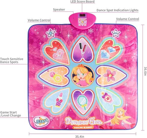 سجادة الرقص MOZSOY - بساط لعبة الرقص الإيقاعي - لعبة الرقص للفتيات، هدايا ألعاب للبنات والأولاد - حجم قابل للتعديل، موسيقى مدمجة (الأعمار 3 4 5 6 7 8 9 10 1112) in Kuwait