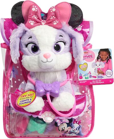 Disney Junior Minnie Mouse On-the-Go Pet Vet Backpack Set, Dress Up and Pretend Play Doctor Kit, Officially Licensed Kids Toys for Ages 3 Up by Just Play in Saudi Arabia