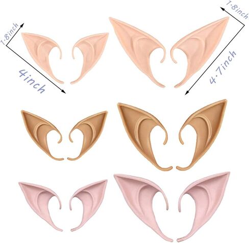 آذان الجنية الجنية من OJYUDD، آذان الجنية الجنية من اللاتكس، أطراف آذان مدببة ناعمة لإكسسوارات الأزياء التنكرية (مقاسين، 3 ألوان) in Kuwait