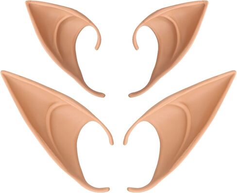 Yolev 2 Pairs Fairy Pixie Elf Ears, Latex Fairy Pixie Elf Masquerade Accessories Halloween Christmas Vampire Anime Ears Cosplay in Saudi Arabia