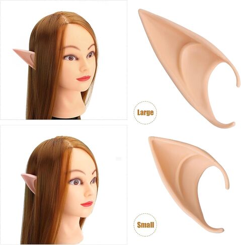 Yolev 2 Pairs Fairy Pixie Elf Ears, Latex Fairy Pixie Elf Masquerade Accessories Halloween Christmas Vampire Anime Ears Cosplay in Saudi Arabia