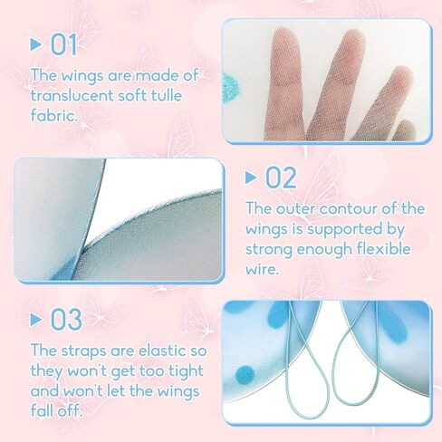 او جي او دي اجنحة جنية على شكل فراشة للبنات من 5 قطع، اجنحة زي فراشة للاطفال، اجنحة الاميرة الجنية لحفلات اعياد الميلاد in Kuwait