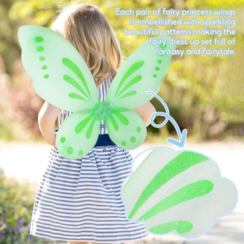 او جي او دي اجنحة جنية على شكل فراشة للبنات من 5 قطع، اجنحة زي فراشة للاطفال، اجنحة الاميرة الجنية لحفلات اعياد الميلاد in Kuwait