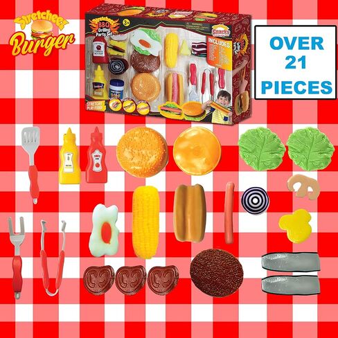 Stretcheez Play Food BBQ Grilling Set for Kids - Squishy and Realistic Pretend Food in Saudi Arabia