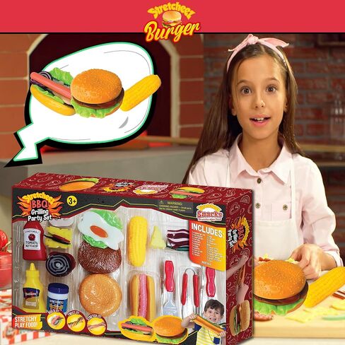 Stretcheez Play Food BBQ Grilling Set for Kids - Squishy and Realistic Pretend Food in Saudi Arabia
