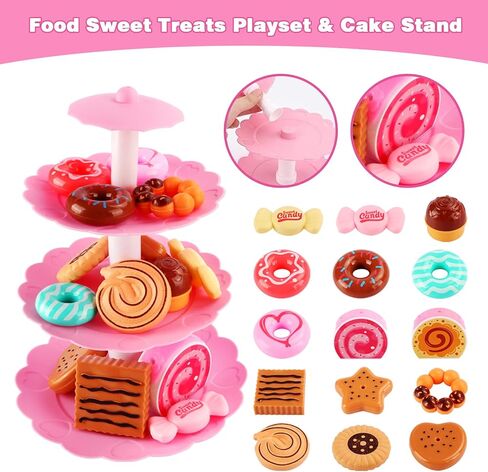 Tea Party Set for Little Girls, Princess Tea Time Toy with Food Sweet Treats Playset Carrying Case, Tea Set Birthday Gift Toys for 3 4 5 6 7 8 Year Old Girls Todler in Kuwait