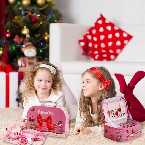 Tea Party Set for Little Girls, Princess Tea Time Toy with Food Sweet Treats Playset Carrying Case, Tea Set Birthday Gift Toys for 3 4 5 6 7 8 Year Old Girls Todler in Kuwait