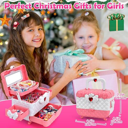 ألعاب مجوهرات للأطفال للفتيات، ألعاب تلبيس الأطفال الصغار، مجموعة مجوهرات التظاهر، إكسسوارات شعر للفتيات مع مشابك شعر وربطات شعر، ألعاب عيد الميلاد لأعمار 3 4 5 6 7 8 9+ in Kuwait