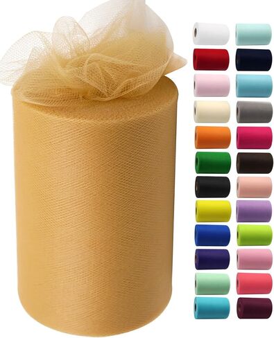 IONTACH Black Tulle Fabric Roll 6 Inch X 100 Yards Tulle Ribbon in Kuwait