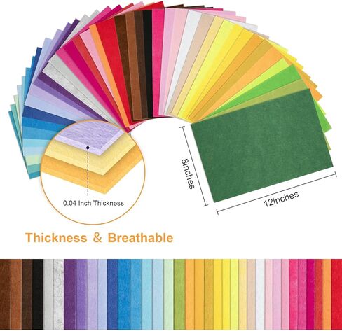 8 x 12 Inches Felt Sheets for Crafts, 40Pcs Felt Squares Felt Fabric Sheets, Assorted Colors Non Woven Felt Pack, 1mm Thick, Stiff Felt Paper for DIY Sewing Craft Patchwork Decoration in Saudi Arabia