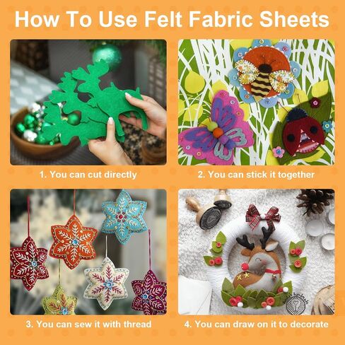 8 x 12 Inches Felt Sheets for Crafts, 40Pcs Felt Squares Felt Fabric Sheets, Assorted Colors Non Woven Felt Pack, 1mm Thick, Stiff Felt Paper for DIY Sewing Craft Patchwork Decoration in Saudi Arabia