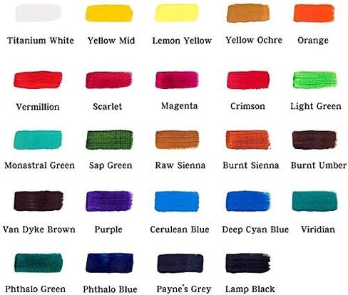Mont Marte Acrylic Paint Set 24 Colours 36ml, Perfect for Canvas, Wood, Fabric, Leather, Cardboard, Paper, MDF and Crafts in Saudi Arabia