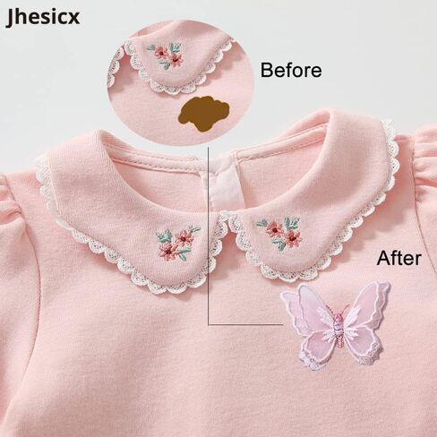 10 قطع من Jhesicx من الدانتيل على شكل فراشة، طبقات مزدوجة ثلاثية الأبعاد من الأورجانزا، تطريز على شكل فراشة من نسيج الدانتيل، DIY للحفلات، الزفاف، الزفاف، النساء، تزيين الفستان (فراشة وردية) in Kuwait