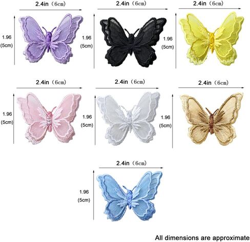 10 قطع من Jhesicx من الدانتيل على شكل فراشة، طبقات مزدوجة ثلاثية الأبعاد من الأورجانزا، تطريز على شكل فراشة من نسيج الدانتيل، DIY للحفلات، الزفاف، الزفاف، النساء، تزيين الفستان (فراشة وردية) in Kuwait