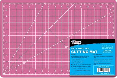 US Art Supply - حزمة من 2-12 بوصة × 18 بوصة أبيض/أزرق احترافي للشفاء الذاتي 5-6 طبقات مزدوجة الجوانب متينة غير قابلة للانزلاق، رائعة لسجلات القصاصات واللحف والخياطة والفنون والحرف اليدوية in Saudi Arabia