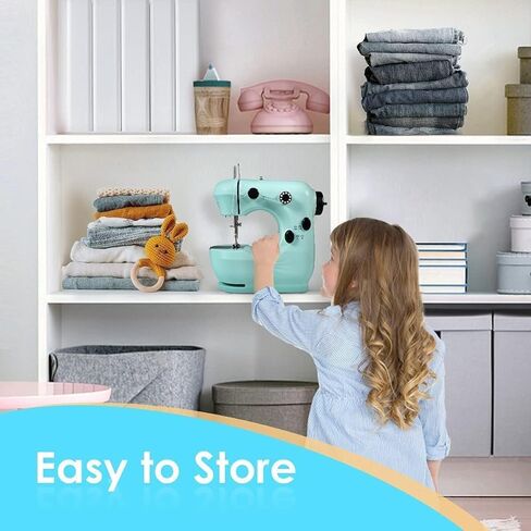 ماكينة خياطة محمولة، ماكينة خياطة صغيرة بسرعتين للمبتدئين، مجموعة خياطة آمنة وسهلة الاستخدام ماكينة خياطة صغيرة مع طاولة تمديد، خفيفة، دواسة قدم، أفضل هدية للأطفال والنساء والمنزل in Kuwait