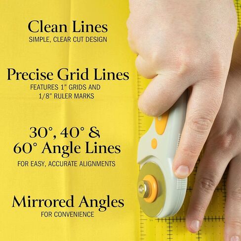 WA Portman Rotary Cutter Set & Sewing Cutting Mat - 45mm Rotary Cutter for Fabric & 5 Blades - 12x18 Inch Fabric Mat - 6x18 Inch Quilting Ruler Cutting Wheel in Kuwait