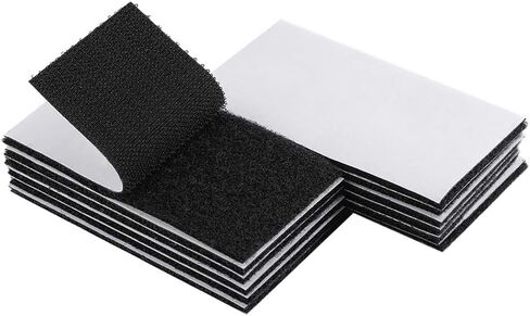 Melsan 2x4 Inch Adhesive Square Hook and Loop Tape - 12 Sets - Sticky Back Fastener for Indoor or Outdoor Use - Instead of Holes and Screws, Black in Kuwait